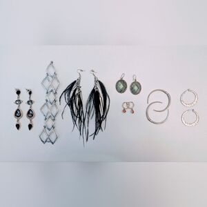 Lucky Brand Black and Silver Feather Earrings